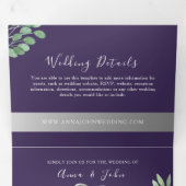 Paarse foto trouw tri-fold uitnodiging (Binnenzijde eerst)