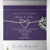 Paarse foto trouw tri-fold uitnodiging (Binnenkant midden)