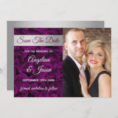 Paarse Foto Trouwen Save The Date (Voorkant / Achterkant)