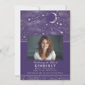 Paarse foto van begrafenisherdenking van het leven kaart (Voorkant)