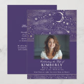 Paarse foto van begrafenisherdenking van het leven kaart (Voorkant / Achterkant)