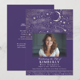 Paarse foto van begrafenisherdenking van het leven kaart