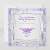  Paarse foto van Girl First Heilige Communie Kaart (Achterkant)