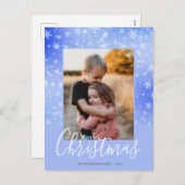 Paarse foto van Merry Kerstmis Modern Snowy Winter Feestdagenkaart (Voorkant / Achterkant)