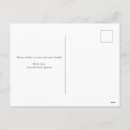 Paarse foto van Merry Kerstmis Modern Snowy Winter Feestdagenkaart (Achterkant)