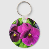 Paarse foto van Pansy Flower Sleutelhanger (Voorkant)