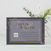 Paarse FOTO WEDDING nodigt QR Code uit sparen Datu (Staand voorkant)