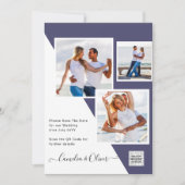 Paarse FOTO WEDDING nodigt QR Code uit sparen Datu Kaart (Voorkant)
