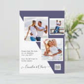 Paarse FOTO WEDDING nodigt QR Code uit sparen Datu Kaart (Staand voorkant)