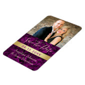 Paarse fotobruiloft bespaart de uitnodiging tot he magneet (Linkerzijde)