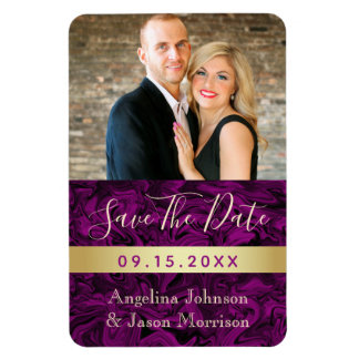 Paarse fotobruiloft bespaart de uitnodiging tot he magneet