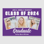 Paarse Fotocollage 2025 Afstuderen Magneet Kaart (Voorkant)