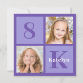 Paarse Fotocollage Custom Verjaardagsfeest Kaart (Voorkant)