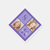 Paarse Fotocollage Custom Verjaardagsfeest Servet (Hoek)