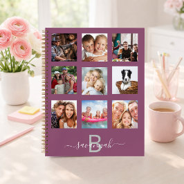 Paarse fotocollage monogram modern dagboek notitieboek