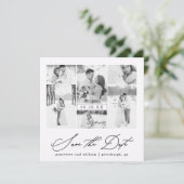 Paarse Fotocollage Save the Date Kaart (Staand voorkant)