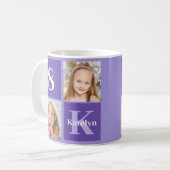 Paarse Fotocollage Verjaardagscadeau Koffiemok (Voorkant links)