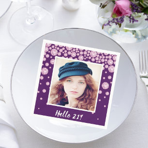 Paarse fotodiamanten op Birthday party Servet