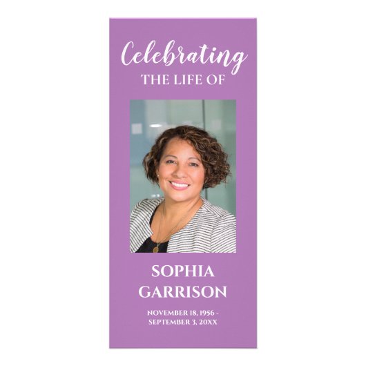 Paarse fotohuldebij leven Gedenkprogramma Reclamekaart (Voorkant)