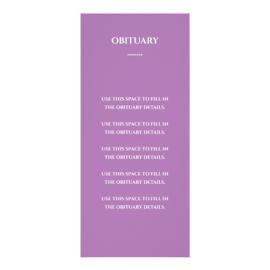 Paarse fotohuldebij leven Gedenkprogramma Reclamekaart (Achterkant)