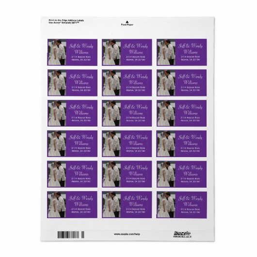 Paarse fotolabels etiket (Full Sheet)