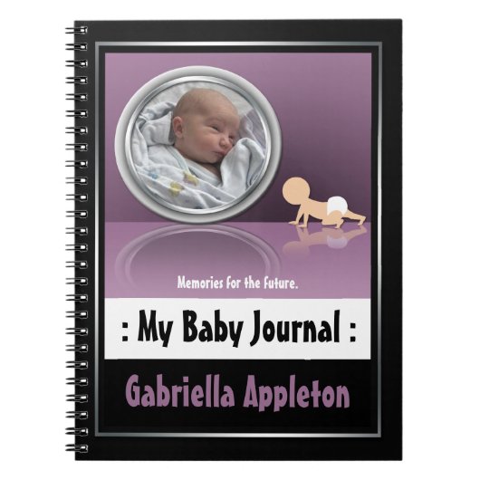 Paarse fotoreflectie - Mijn Baby Notitieboek (Voorkant)