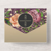 Paarse foto's bruiloft all in one uitnodiging (Achterkant)