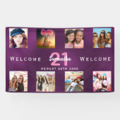 Paarse foto's van Birthday Party welkom Spandoek (Horizontaal)