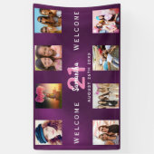 Paarse foto's van Birthday Party welkom Spandoek (Verticaal)