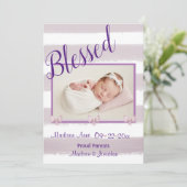 Paarse foto's zonder kop Aanpassen geboorte Aankondiging (Staand voorkant)