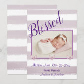 Paarse foto's zonder kop Aanpassen geboorte Aankondiging (Voorkant / Achterkant)