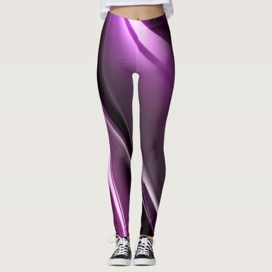 Paarse fractal Abstracte achtergrond Leggings (Voorkant)