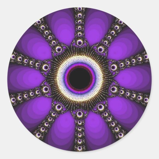 Paarse Fractal Geometrische FUN Sticker (Voorkant)
