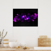 Paarse fractal met 3D fractale achtergrond Poster (Keuken)