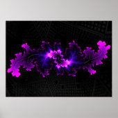 Paarse fractal met 3D fractale achtergrond Poster (Voorkant)