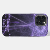 Paarse Fractal met aangepaste tekst iPhone Hoesje (Achterkant horizontaal)