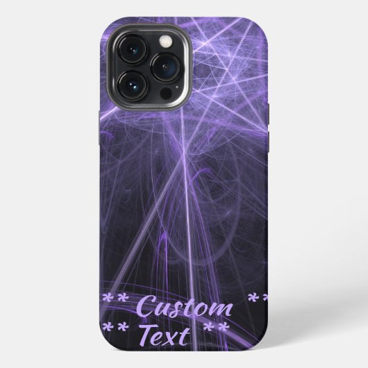 Paarse Fractal met aangepaste tekst iPhone Hoesje (Achterkant)
