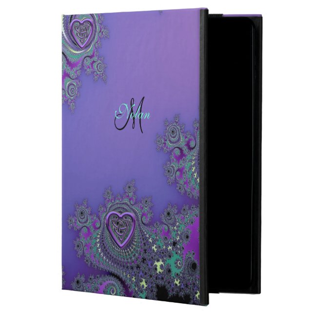 Paarse fractal met Celtic Hearts iPad Air 2 Hoesje (Voorkant)
