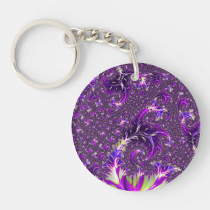 Paarse fractal sleutelhanger