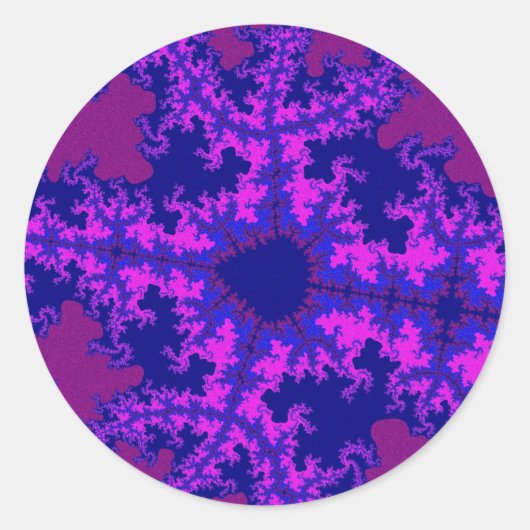 Paarse fractal Splash Ronde Sticker (Voorkant)