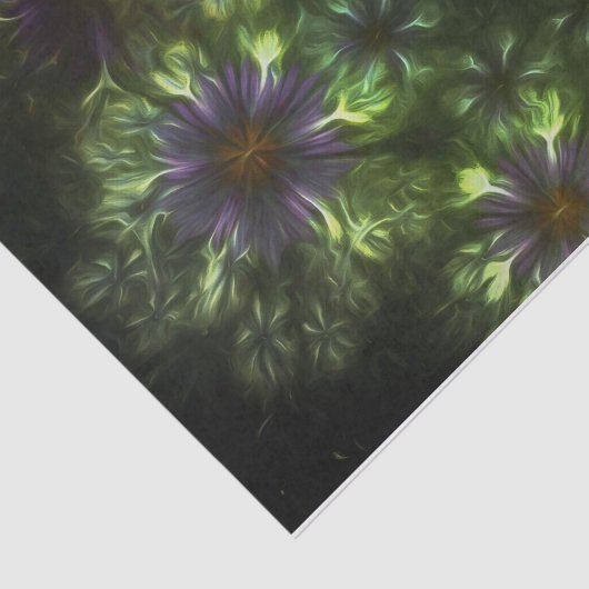 Paarse Fractale bloemen en Hummingbird Tissuepapier (Detail)