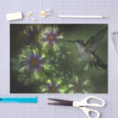Paarse Fractale bloemen en Hummingbird Tissuepapier (Craft)