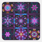 Paarse fractale collage vierkante sticker (Voorkant)