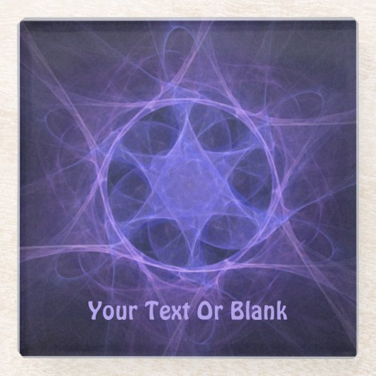 Paarse fractale ster van David Glazen Onderzetter (Voorkant)