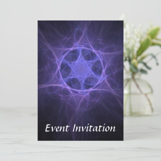 Paarse fractale ster van David Kaart (Staand voorkant)