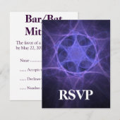 Paarse fractale ster van David RSVP Kaartje (Voorkant / Achterkant)