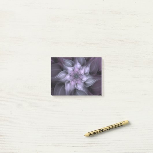 Paarse fractale ventilator post-it® notes (Op bureau)