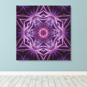 Paarse Fractale Zeshoek Ster Canvas Afdruk (Insitu (Houten vloer))
