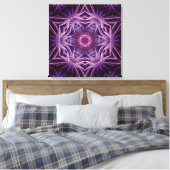 Paarse Fractale Zeshoek Ster Canvas Afdruk (Insitu (Slaapkamer))