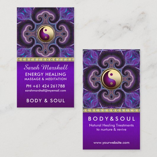 Paarse fractals Healing Energy Holistic New age Visitekaartje (Voorkant / Achterkant)